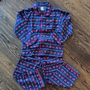 Janie and Jack Navy Train Pajama Set